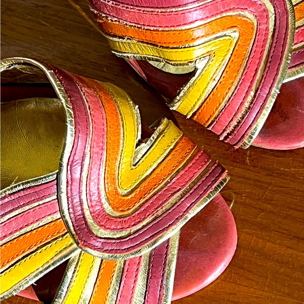 Size 10 rainbow peep toe heels